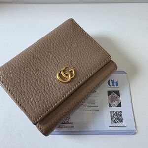 Gucci GG Marmont Small Tri-Fold Wallet Dusty Rose/Taupe + COA